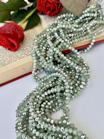 Кришталеві намистини 4,4х6мм (Рондель) нефритового кольору