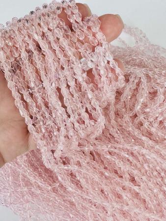 Кришталеві намистини 4х6мм (Капля) ніжно-рожевого кольору