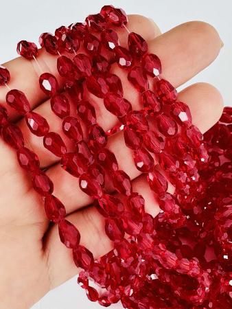 Кришталеві намистини 5,8х8мм (Капля) гранатового кольору