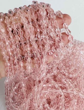 Кришталеві намистини 6х8мм (Капля) ніжно-рожевого кольору