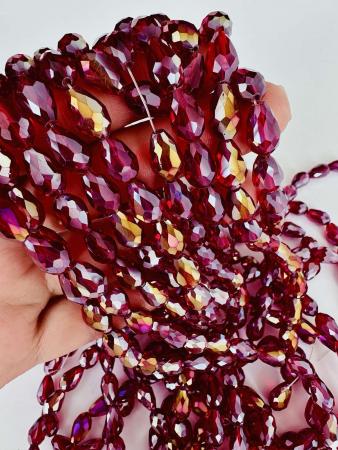 Кришталеві намистини 8х11мм (Капля) кольору сіам