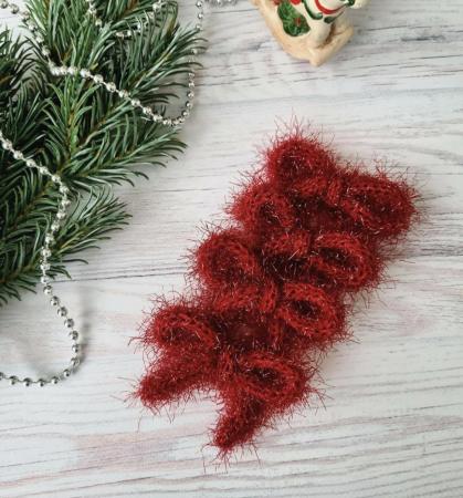 В'язані бантики-шнурочки бордового кольору ручної роботи