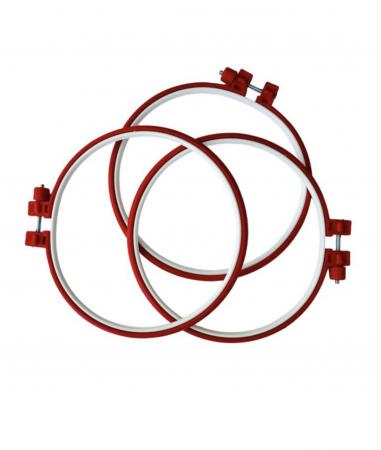 П'яльці пластикові D170мм з металевим гвинтом червоного кольору