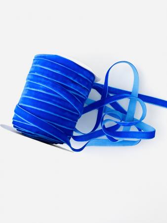 Оксамитова стрічка 1см колір синій електрик