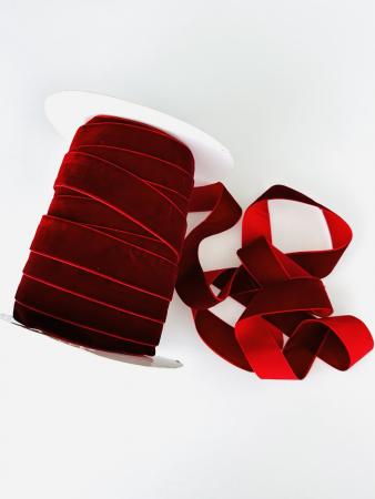 Оксамитова стрічка 2,5см бордового кольору