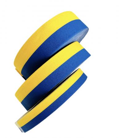 Стрічка тканинна синьо жовта 1,2см, 2см, 2,5см