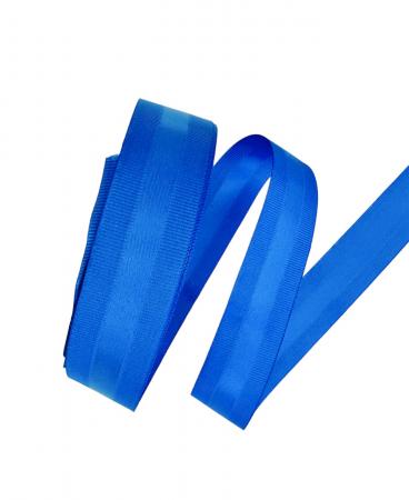 Репсова стрічка з атласом 2,5см синього кольору