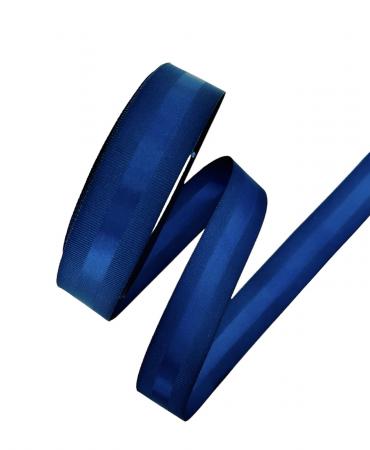 Репсова стрічка з атласом 2,5см темно синього кольору