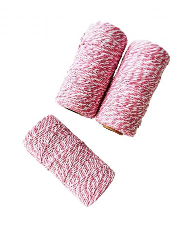 Шнур бавовняний 2 мм, біло рожевого кольору