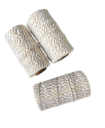 Шнур бавовняний 2 мм, білий з золотом