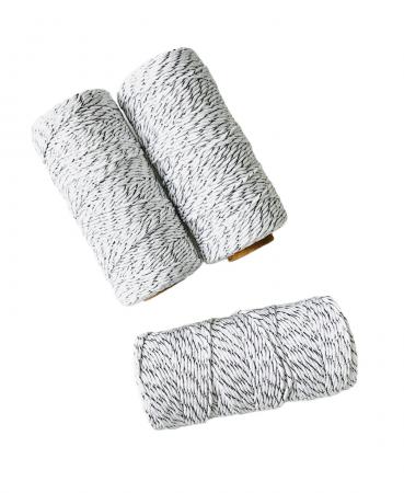 Шнур бавовняний 2 мм, білий з сріблом