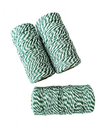 Шнур бавовняний 2 мм, білий з зеленим