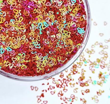 Наповнювач "Сердечка" вишневого "хамелеон" кольору