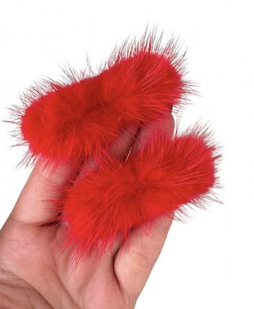 Хутряні помпони червоного кольору 3х7см