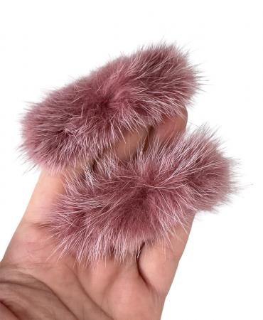 Хутряні полоски темно пудрового кольору 3х7см 