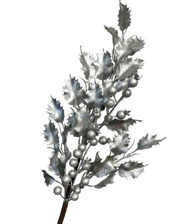 Декоративна гілочка з ягідками срібного кольору