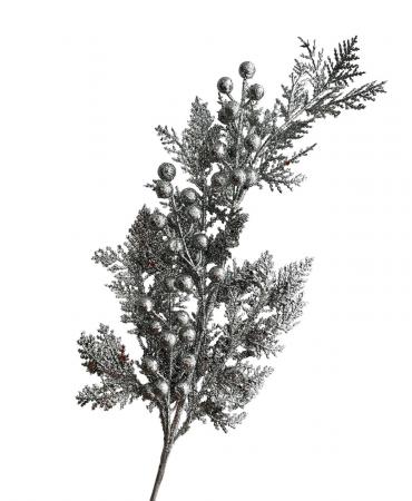 Декоративна гілочка з ягідками срібного кольору