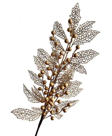 Декоративна гілочка з ягідками золотого кольору