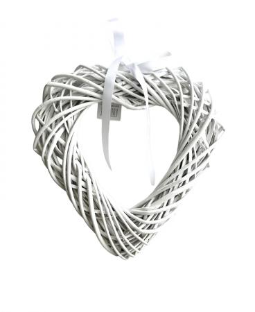 Основа з лози "Серце" 29х29см, фарбована, білого кольору 