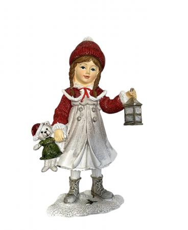 Новорічна фігурка "Дівчинка з ведмедиком", довжина 18,5см