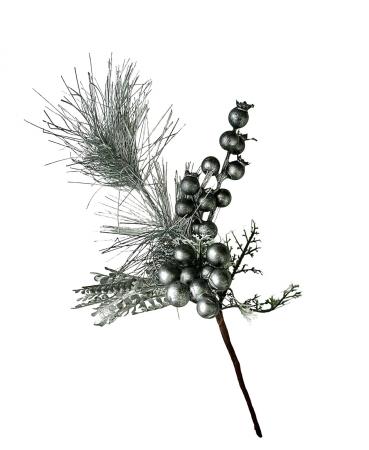 Декоративна гілочка срібного кольору, висота 30см 