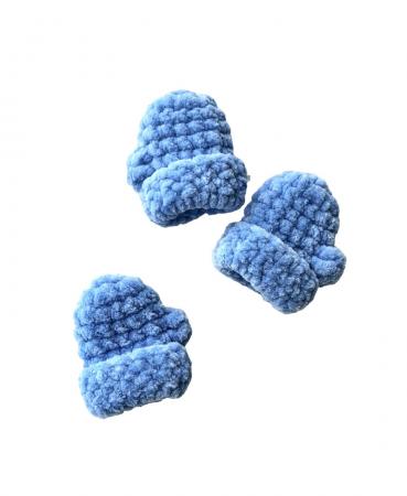 В'язані рукавички блакитного кольору ручної роботи