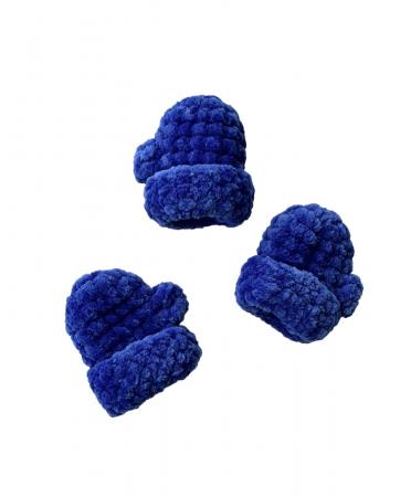 В'язані рукавички синього кольору ручної роботи