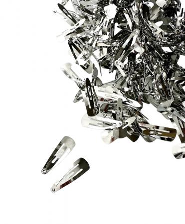 Клік-клак для волосся капля 3,2см срібного кольору