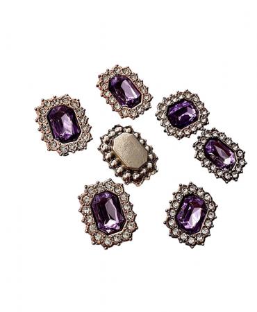 Стразова серединка лавандового кольору в пластиковій оправі 2,3х2см