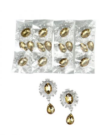 Стразова серединка з підвіскою, металева, світло золотого кольору, 2,5х4,5см