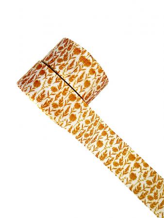 Репсова стрічка, шириною 2,5см, кукурудзяна з білим  