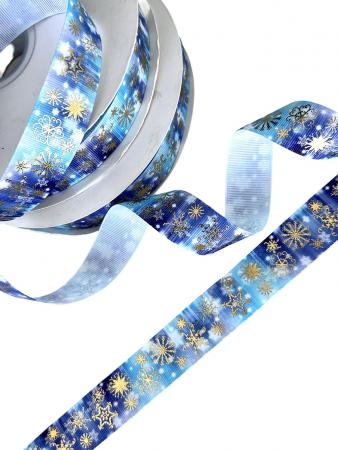 Репсова стрічка "Сніжинки", шириною 2,5см