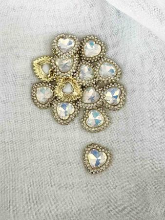 Стразова серединка "Сердечко", розмір 2,3х2,4см, опалового кольору