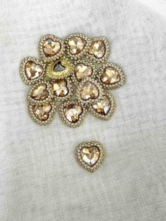 Стразова серединка "Сердечко", розмір 2,3х2,4см, золотистого кольору