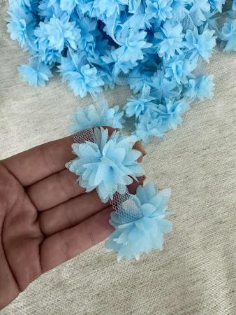 Шифонові квіти "айстра" блакитного кольору, діаметром 4см