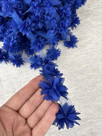 Шифонові квіти "айстра" синього кольору, діаметром 4см