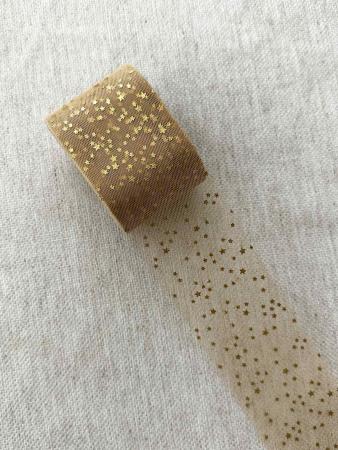 Фатин кофейний в золоті зірочки