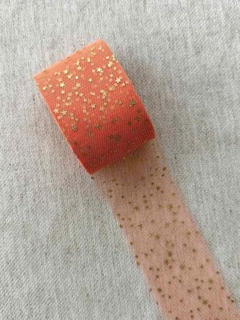 Фатин помаранчевий в золоті зірочки