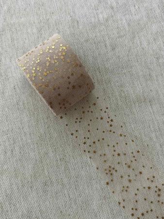 Фатин капучіно в золоті зірочки