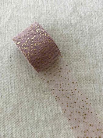 Фатин пудровий в золоті зірочки