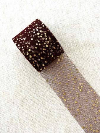 Фатин бордовий в золоті зірочки
