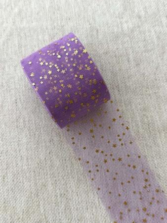 Фатин лавандовий в золоті зірочки