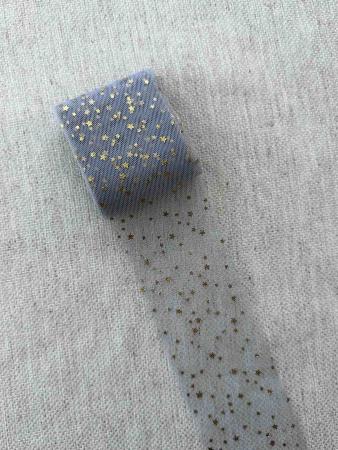 Фатин сизого кольору в золоті зірочки