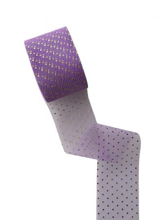 Фатин лавандовий в золотий горошок