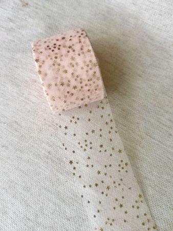 Фатин світлий персик в золоті зірочки