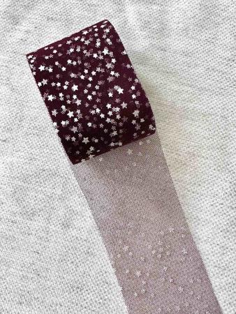 Фатин бордовий в срібні зірочки