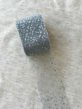 Фатин сірий в срібні зірочки