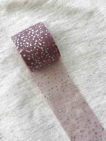 Фатин темна пудра в срібні зірочки