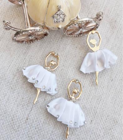 Балерина зі стразами золото+білий