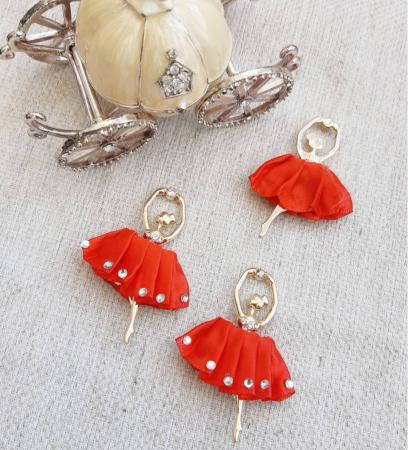 Балерина зі стразами золото+червоний